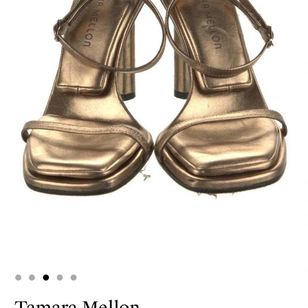 Tamara Mellon Gold Pillow Top Heels Strappy Sandal